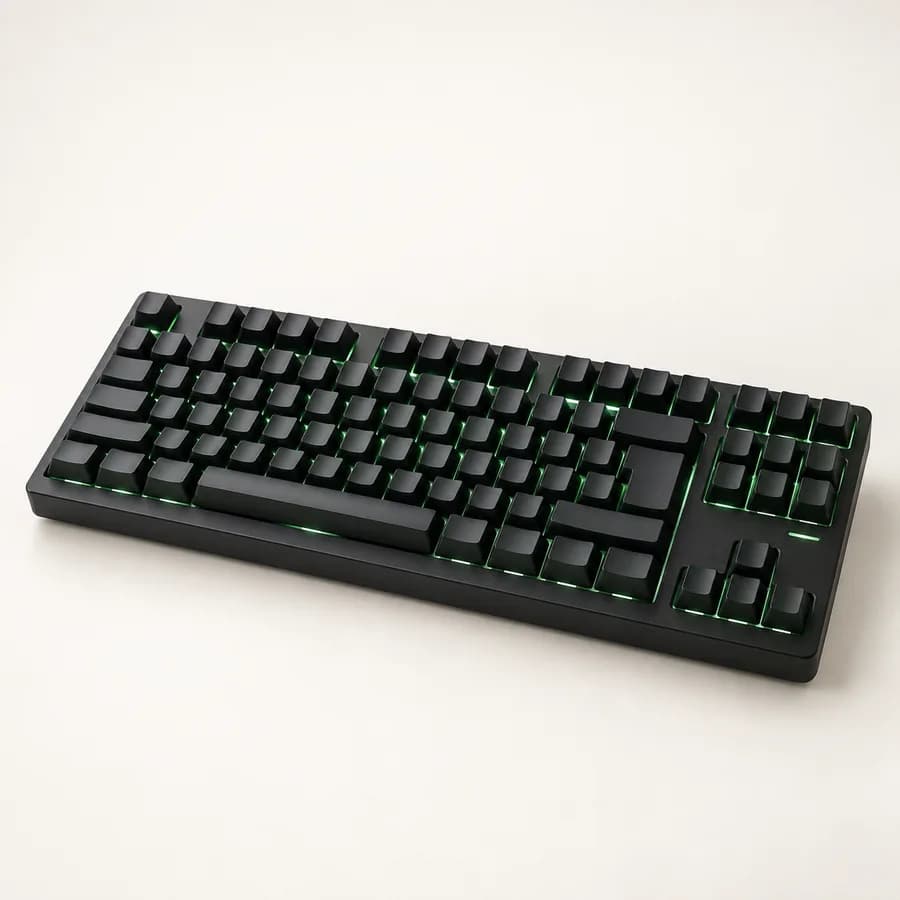 Illustration : clavier gaming complet noir avec éclairage vert