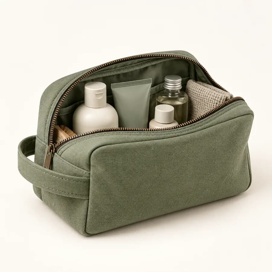 Illustration : trousse de toilette de voyage